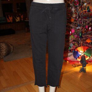 Threads for Thought Washed Black Cropped Lounge Pants L Organic Cotton Pull On